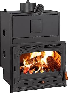 Prity C W28 Kamineinsatz wasserführend | 33,2 kW Gesamtleistung (5 kW Luft + 28,2 kW Wasser) | Ø 200 mm Rauchrohr | Gusseisentür | 36 l Wassertank | Für Zentralheizung