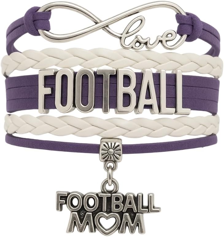 Football Mom Jewelry-Football Mom Bracelet- Womens Football Charm Bracelet for Football Moms