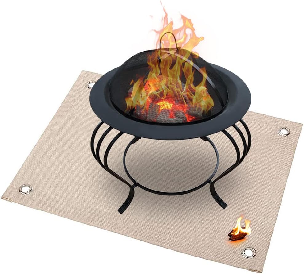 Outdoor Camping Fireproof Ember Mat Fire Pit Mat Grill Stove Mat Blanket Protector for Deck Patio Lawn