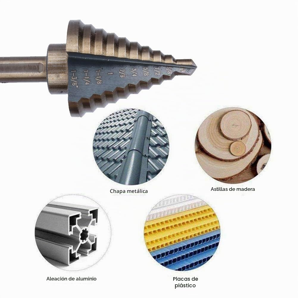Brocas Escalonadas Para Metal Acero Rápido Con Revestimiento Titanio Para Herramienta Eléctrica