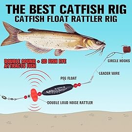 Catfish-Rig-for-Bank-Fishing-Catfishing-Tackle-Floats-with-Rattler-Santee Cooper Rig Equipment(Black-3 inch)
