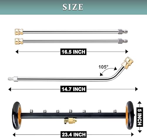 Miniatura 2 de Limpiador a presión del tren de rodaje, accesorios de limpieza de superficie extendida de 24 pulgadas con 7 boquillas, escoba de agua para lavar