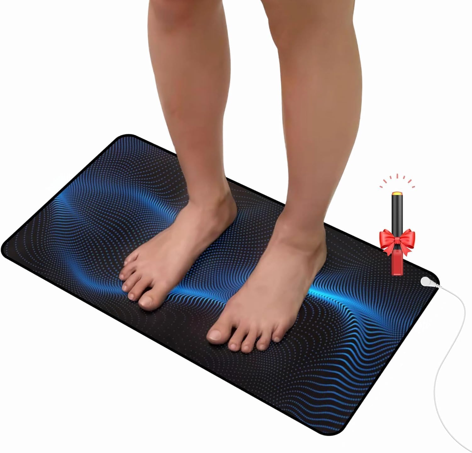 Grounding Mat for Work, Earth Grounding Pad with Conductivity Test Pen & 15ft Grounding Cord, Grounded Mats for Pain Relief, Muscle Relaxation, Indoor Grounding at Home, Office, Work. (24x16in)