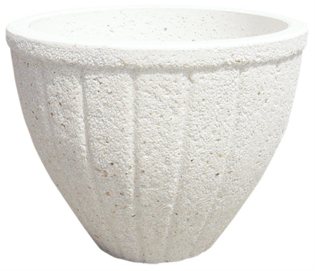 AnaParra Jardinera Redonda Acabado en Piedra Lavada de mármol, hormigón - Piedra para Exterior Lúpulo 68X51cm. | 80kg. | 70l. Color Blanco