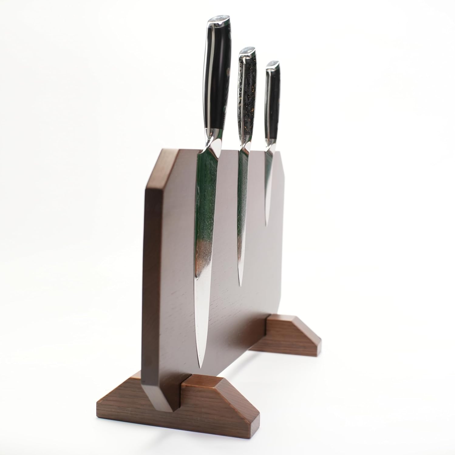 SliceElite XL Magnetic Knife Block Dual Sided Oak Natural Hardwood Knife Holder Strong Magnet Countertop Kitchen Knife Storage Stand Holds Up To 24 Knives Wooden Feet Non Slip Pads Natural Hardwood