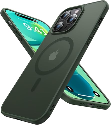 Funda magnética para iPhone 14 Pro Max compatible con MagSafe probada en caídas de grado militar de 10 pies Funda delgada translúcida mate para