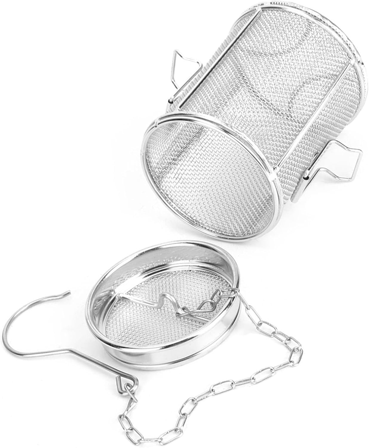 Stainless Steel Tea Strainer Wire Mesh Design with Chain and Hook for Filtering Leaf Tea and Infusing Seasonings in Pots Pans (10 * 8)