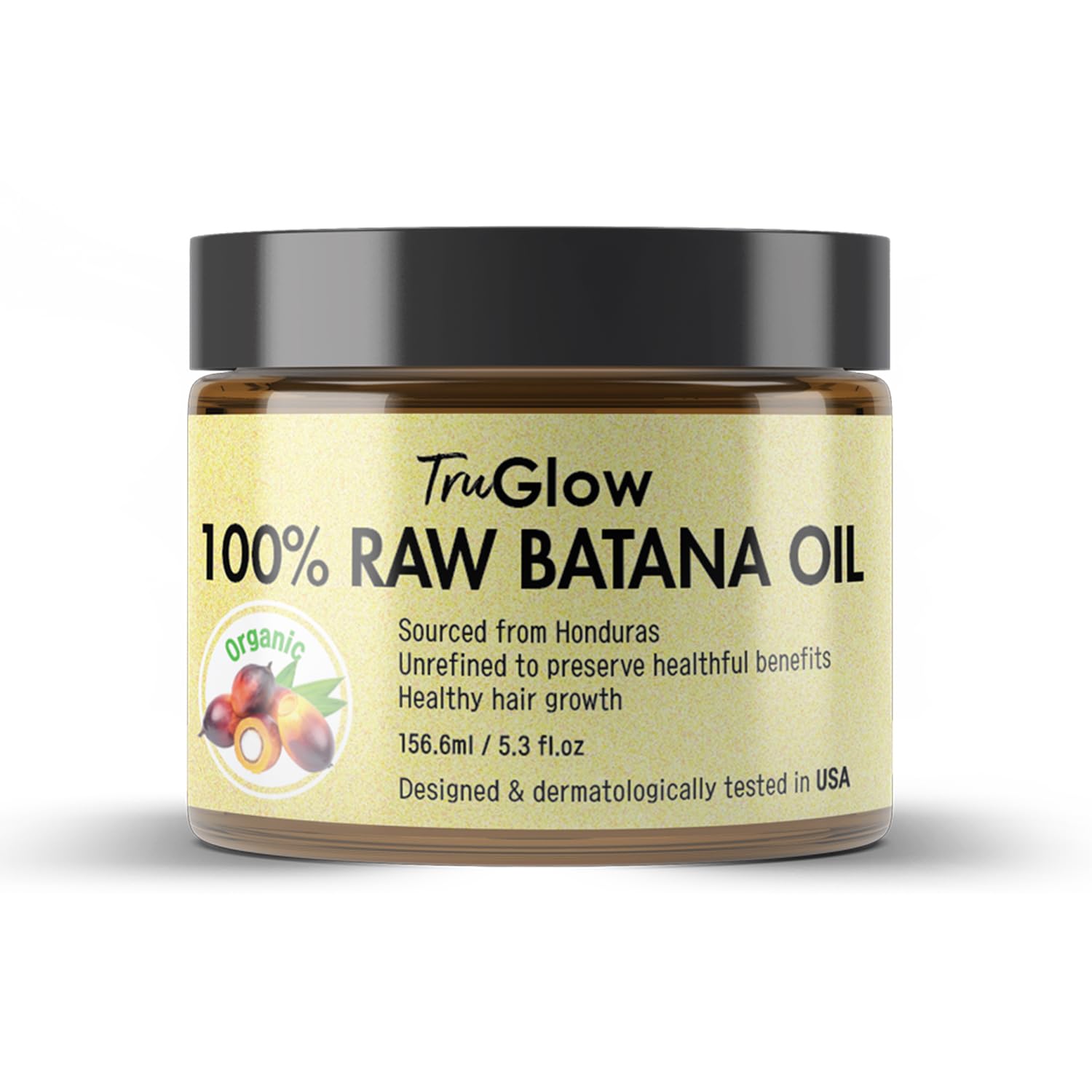 TruGlow 100% Raw & Unrefined Batana Oil | Natural Moisturizer for Dry Scalp, Shine & Healthy Hair | Nourishing Oil for Hair, Scalp & Beard – 5.3 fl oz
