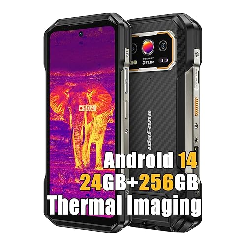 Ulefone Armor 27T Rugged Phone with Thermal Imaging Camera, 24GB+256GB MTK G99 Android 14 Smartphone, 10600mAh 50MP+64MP Night Vision, 6.78" FHD+ 120Hz, IP68/69K Waterproof Dual SIM 4G Smartphone NFC