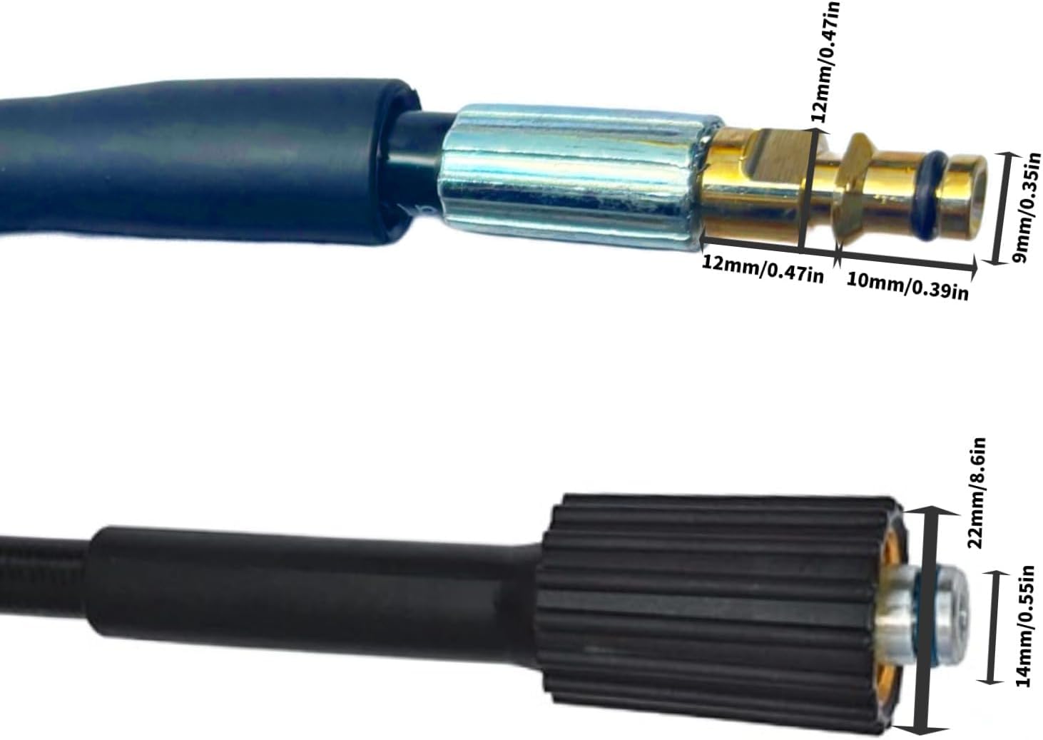 50FT 5800Psi High Pressure Water Hose Extension and Nozzle for Pressure Washer Durable Cleaning Rubber Pipe Fit for Karcher K2 K3 K4 K5 40Mpa Replacement Parts