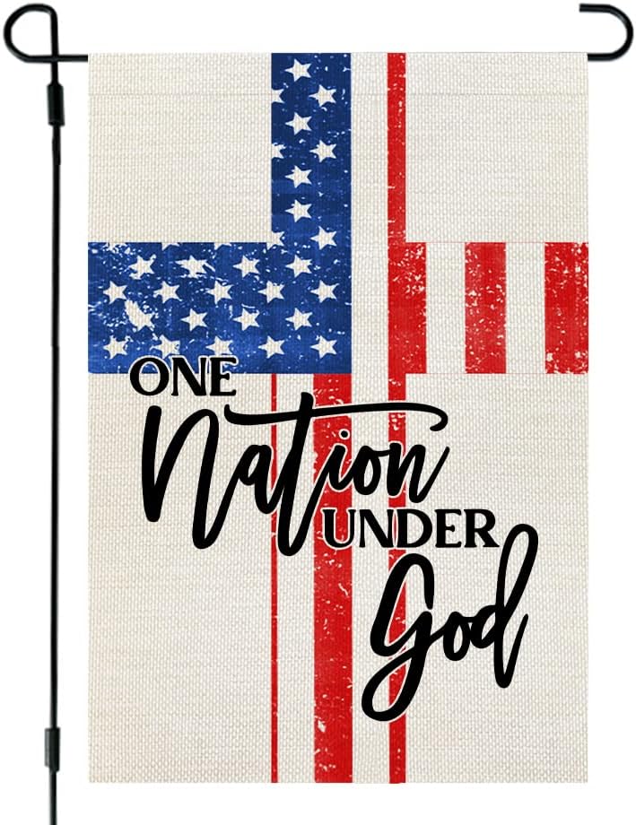CROWNED BEAUTY 4th of July Patriotic Garden Flag 12×18 Inch Double Sided One Nation under God Welcome Outside Yard American Independence Memorial Day Veteran Soldier Decor