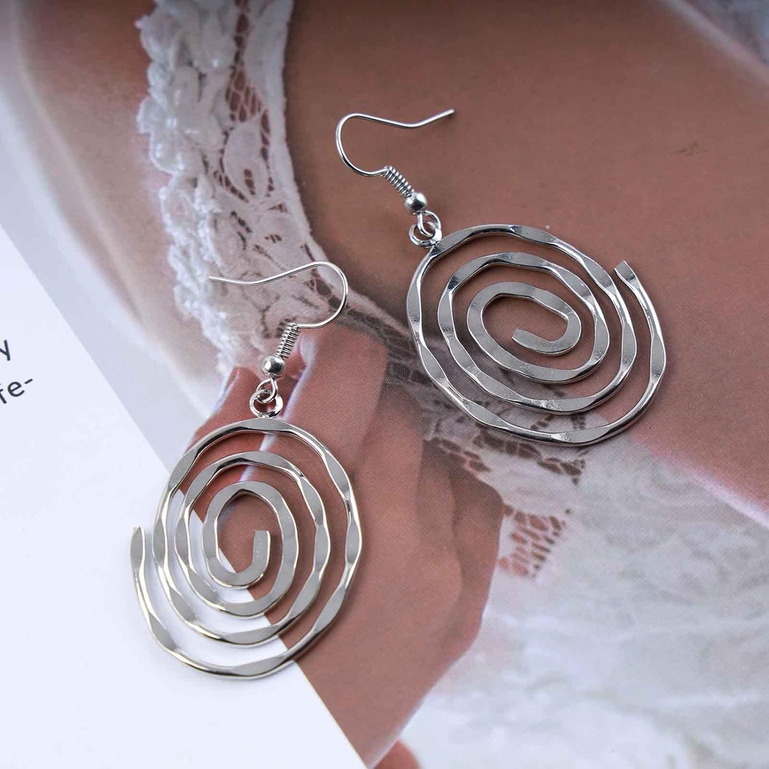 Boho Spiral Swirl Drop Earrings Gold Spiral Dangle Hook Earrings Tribal Spiral Hoop Earrings Hollow Round Stud Earrings Swirl Earrings Jewelry for Women and Girls - Image 3