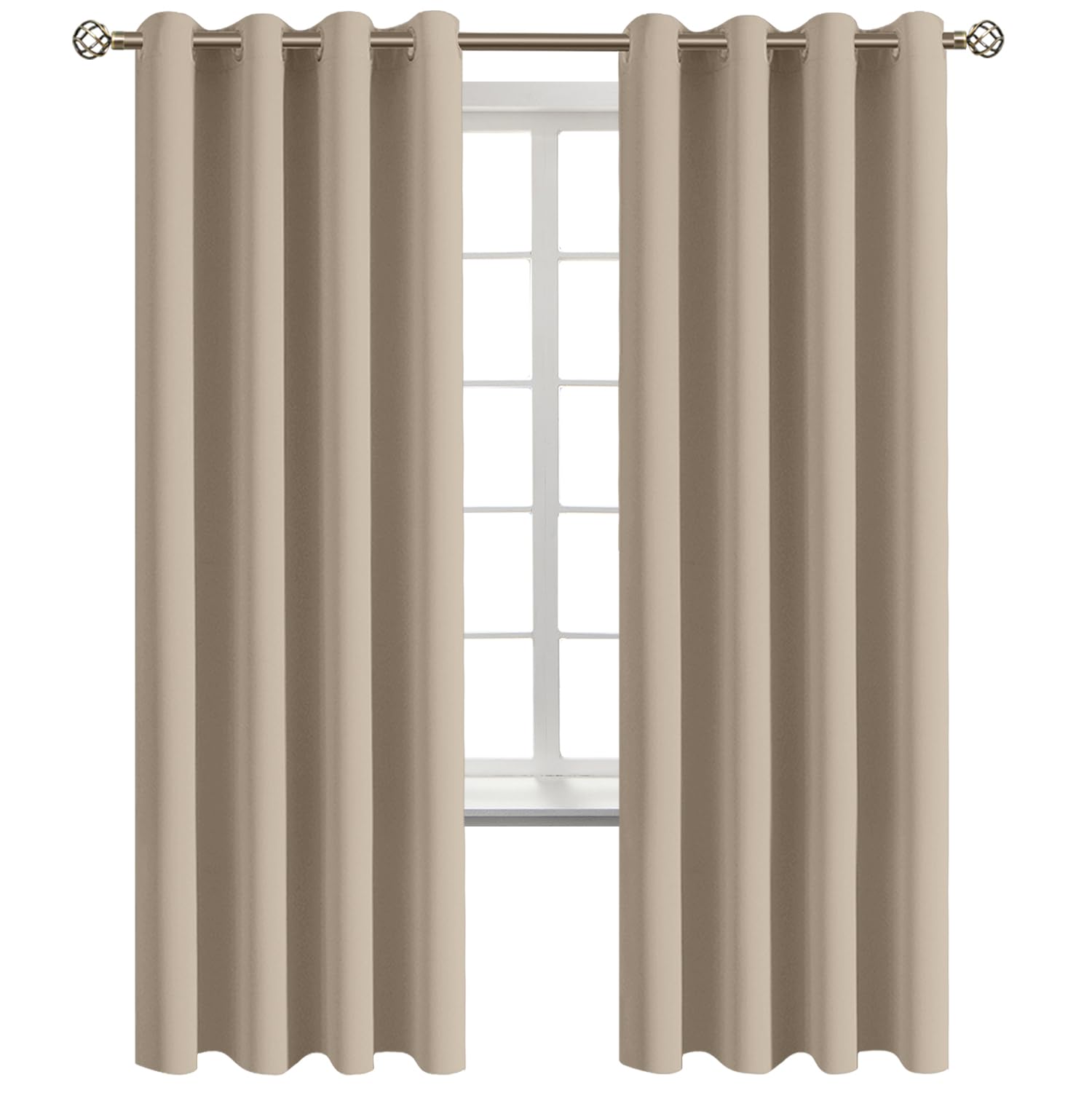 BGment Sand Room Darkening Curtains 69 Inch for Bedroom - 2 Panels