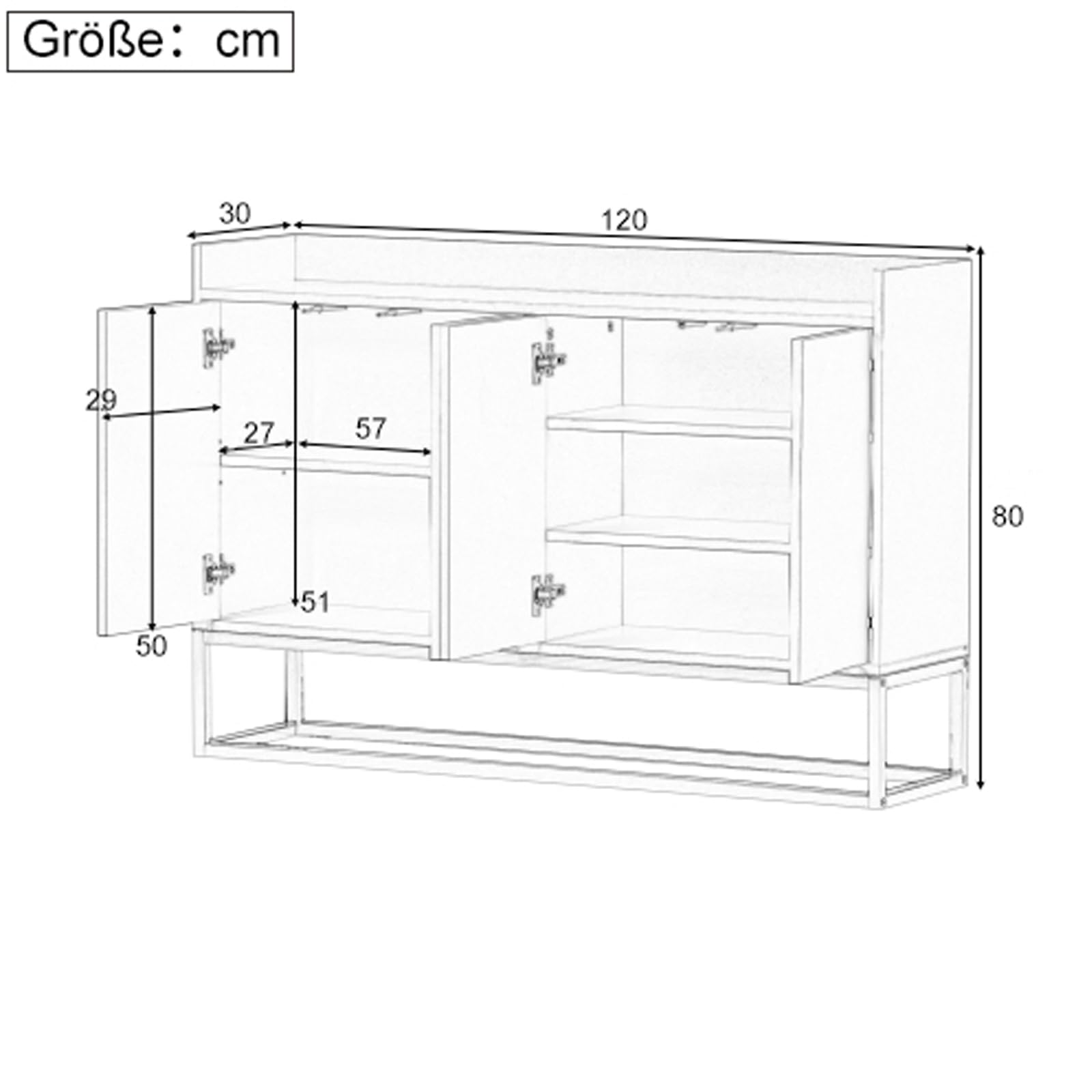 Kredens, komoda czarna, szafka kuchenna z 4 drzwiami, komodą i kredensami, drewno, design bez uchwytów, regulowane półki, wielofunkcyjna szafka metalowa do sypialni, salonu, kuchni, biura, korytarza
