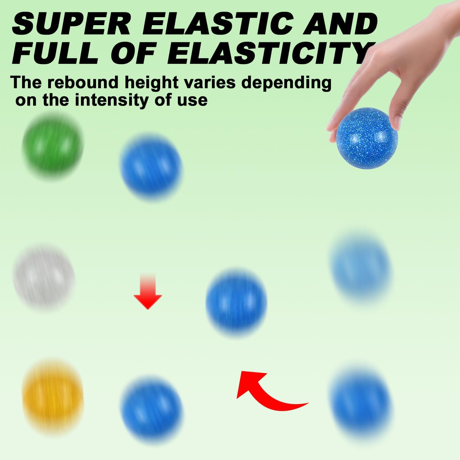 Tuko 24pcs 32MM Glitter Bouncy Ball Toys for Kids Party Favors, 4-8 Years Boy and Girls Indoor Team Playing Set