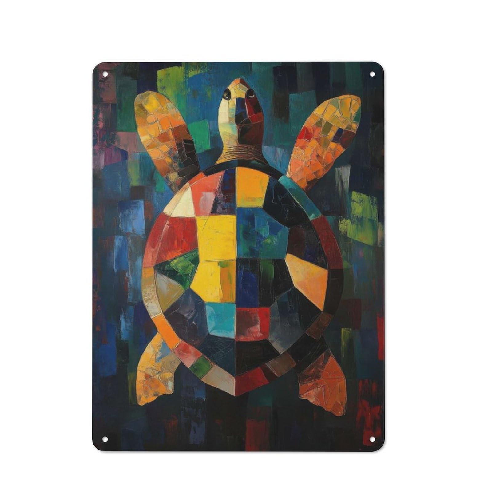 Junmoney Style-5 Retro Metal Wall Sign 40X30cm With Sea Turtle Oil Painting For Hallway Wall, Suited To Hallway Decor Lovers