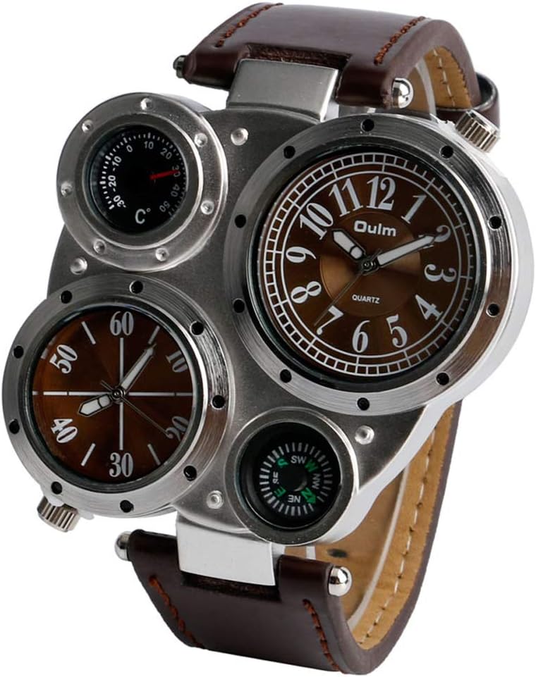 Watches for Men Women, OULM Quartz Movement Wrist Watches, Two Time Zone Design