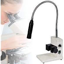 Single Fiber Optic Microscope Illuminator, Gooseneck LED Microscope Light, 6000K Cold Lighting, with Adjustable Brightness and Aperture, 500mm Light Tube, for Stereo Microscope PCB Repair