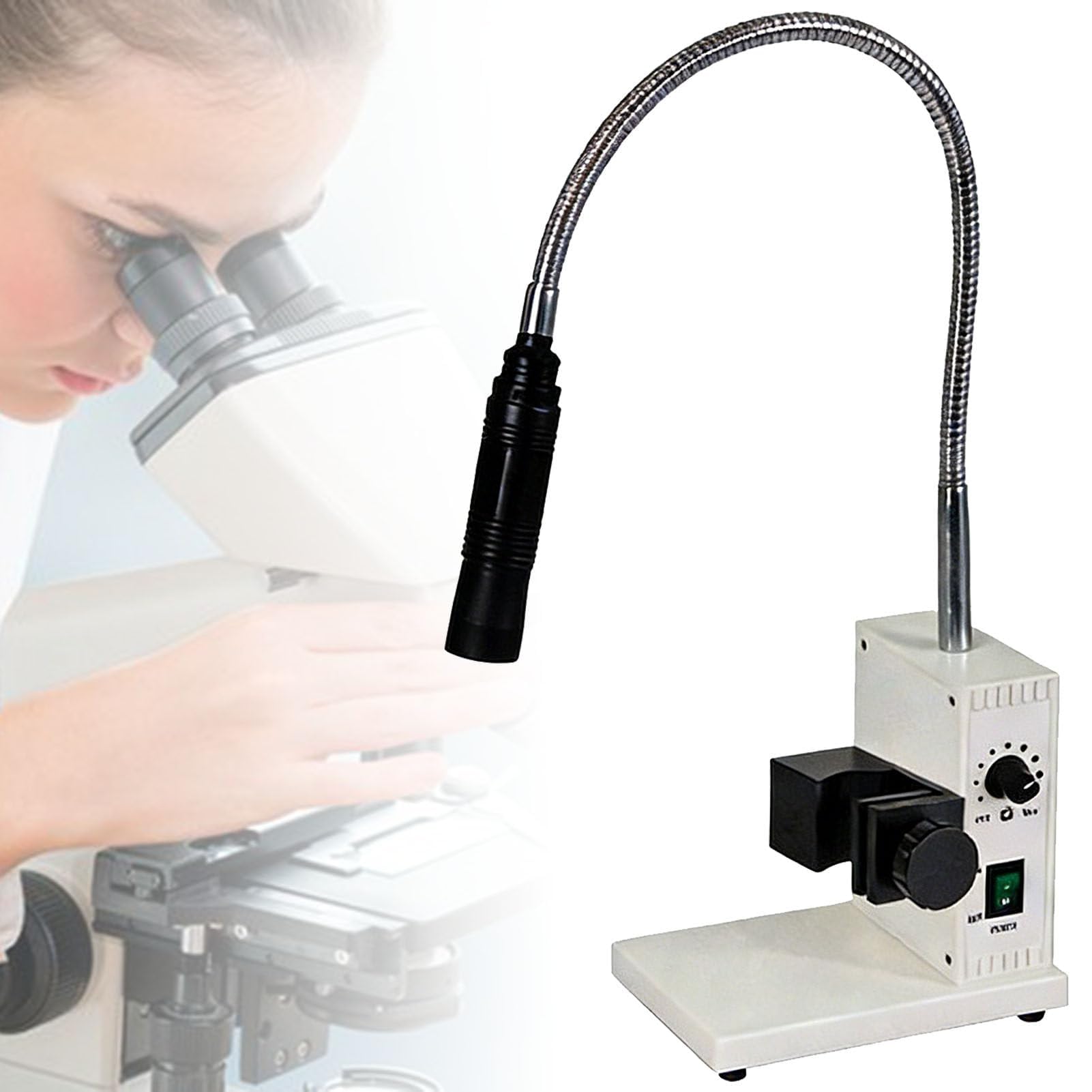 Iluminador De Microscopio De Fibra Óptica Única, Luz LED De Cuello De Cisne Para Microscopio, Iluminación Fría De 6000 K, Con Brillo Y Apertura Ajustables, Tubo De Luz De 500 Mm, Para Microscopio