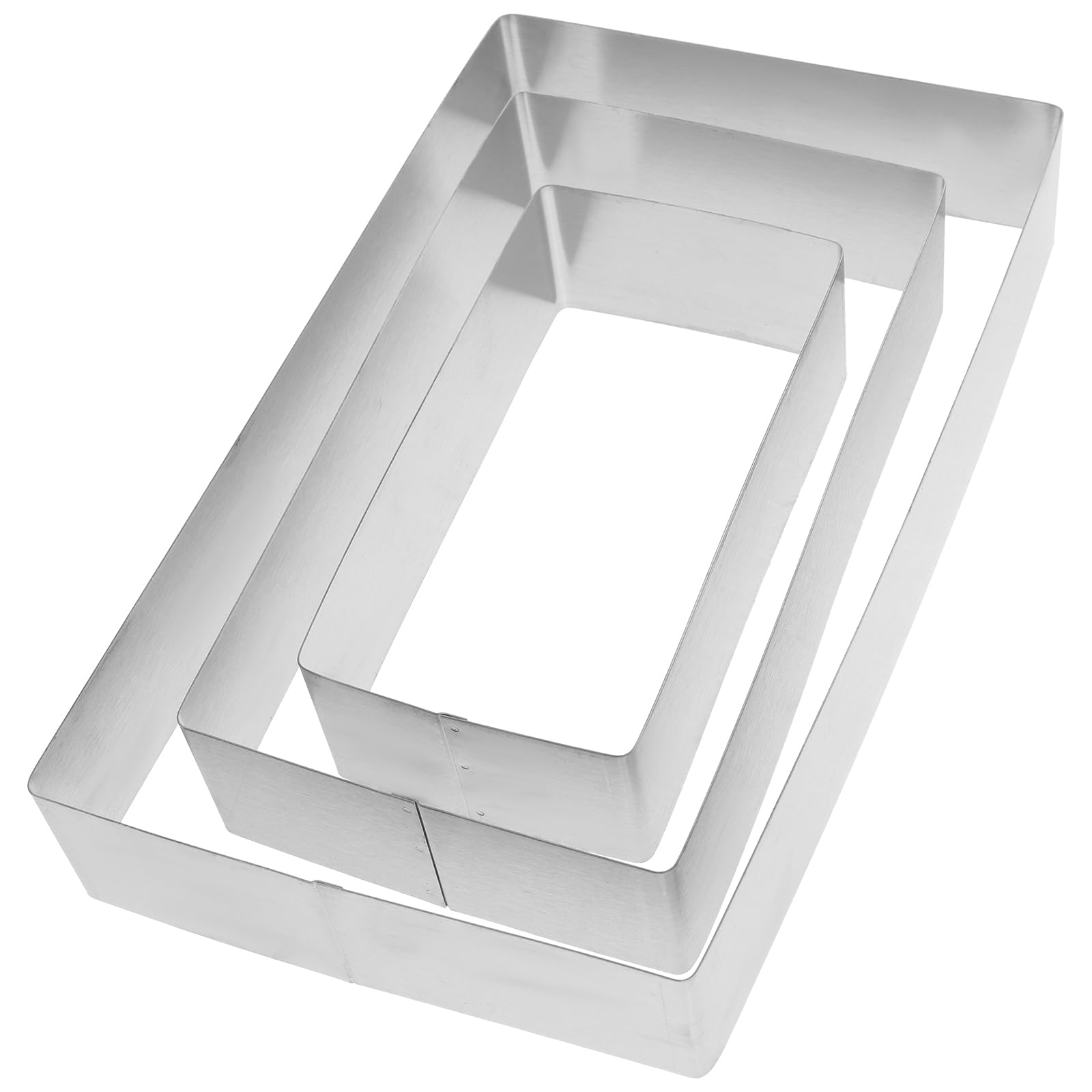 Cabilock Ensemble De 3 Moules Rectangulaires En Acier Inoxydable 9.84X5.91X1.77 Pouces Pour Gâteau Tiramisu Mousse Fromage Outil De Cuisine Réutilisable