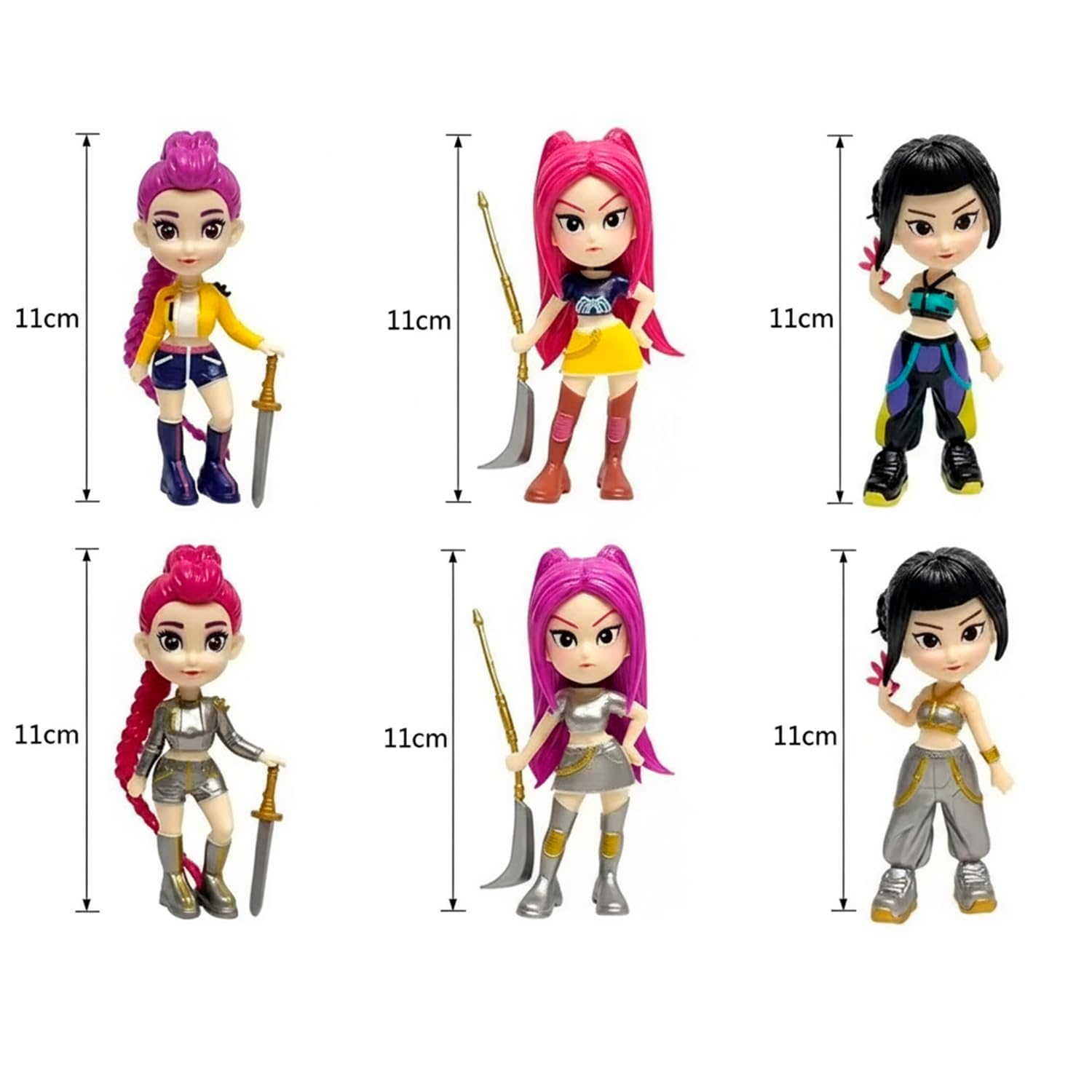 Kriegerpuppen – 6er-Set Rumi - Mira - Zoey – Dämonen-Jäger | Actionfiguren inspiriert von koreanischen Popstars Fans und Sammler