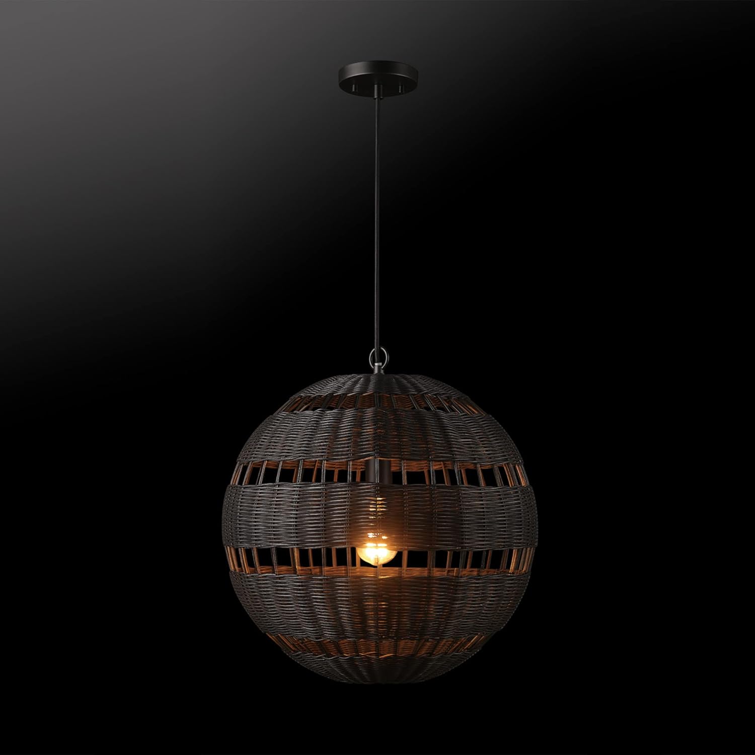 Globe Electric Novogratz x 65838 Beth 1-Light Pendant Lighting, Matte Black, Bulb Not Included