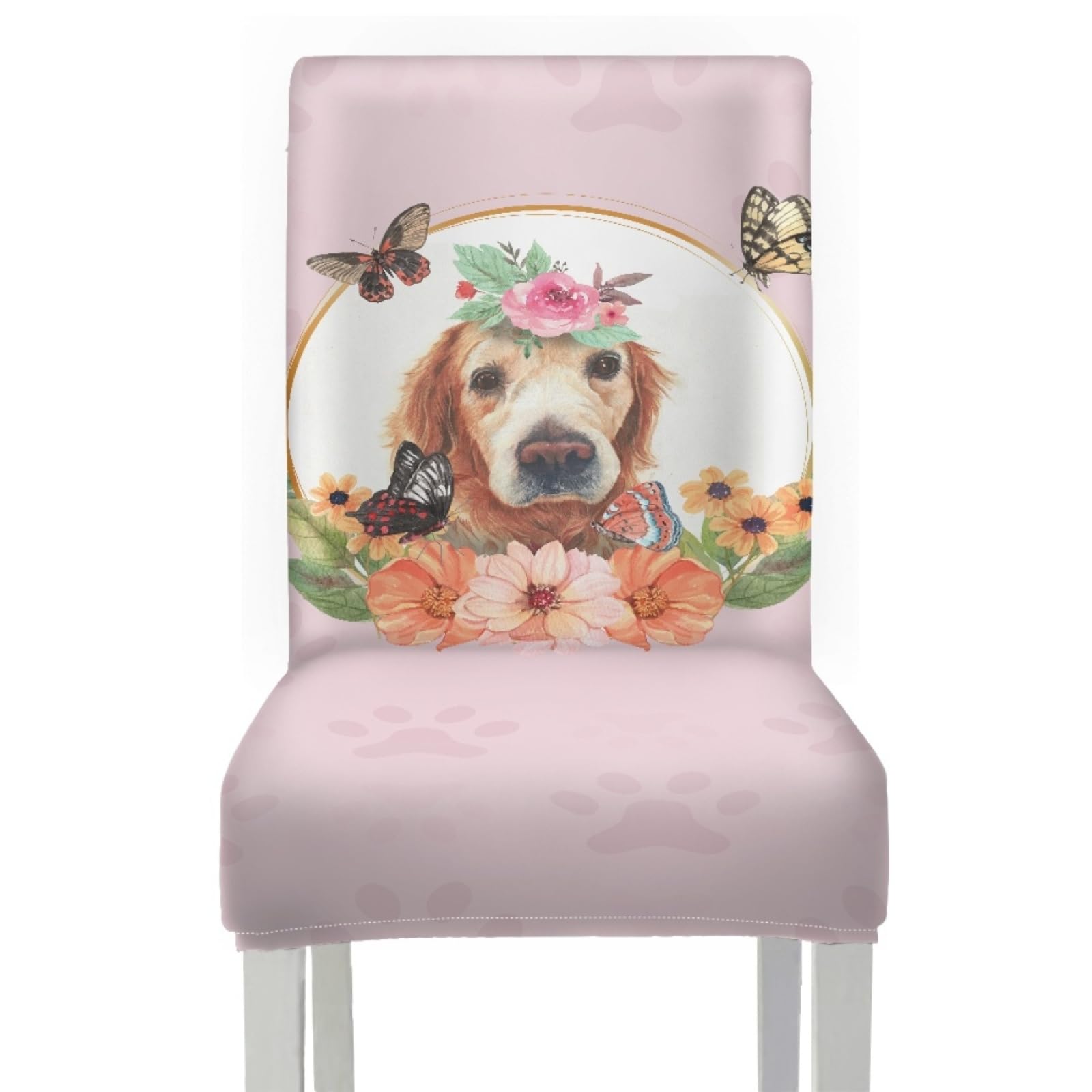 Stuhlüberzieher Insekt Rosa Hund Stuhl Überzieher Stuhlhussen 6er Set | Spandex Stuhl Hussen Waschbar Abnehmbare Stretch Hussen für Stühle Langlebig Stuhlbezug Universal für Küche,Restaurant,Hotel