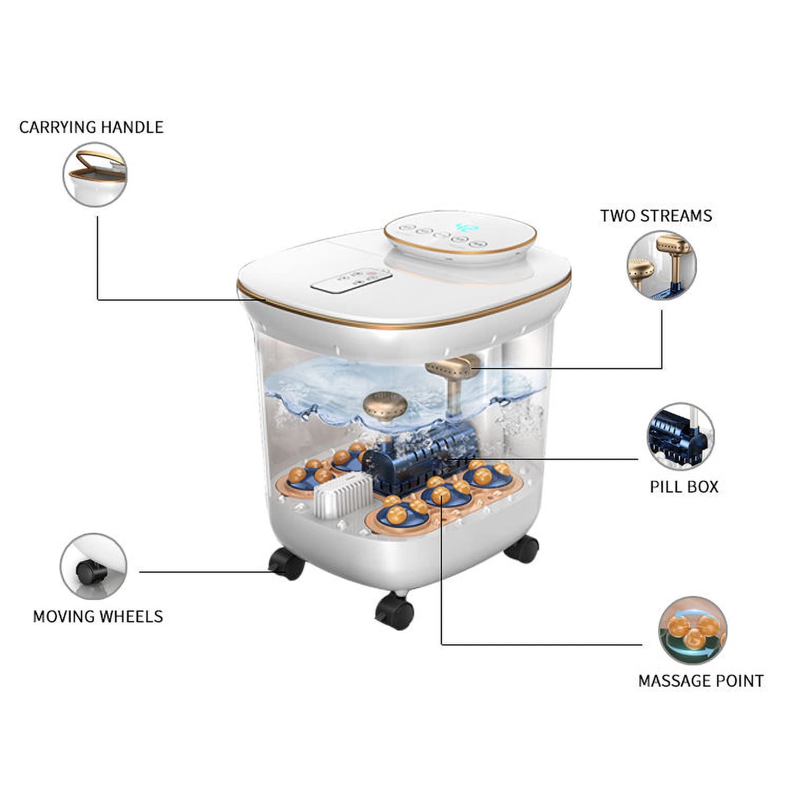 Pediluvio per massaggio elettrico domestico a temperatura costante con telecomando, barilotto per pediluvio con massaggio automatico, massaggio per pediluvio con riscaldamento elettrico domestico