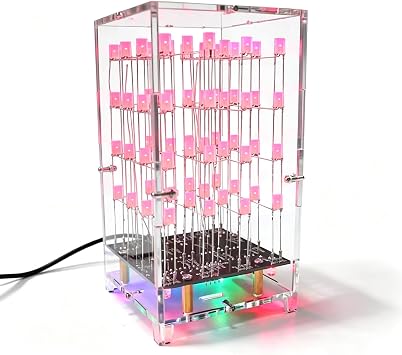 Soldering Practice Kit 4x4x4 LED Color Light Cube Kit Electronics Kit LED DIY Kit Soldering Project Kit Solder Practice