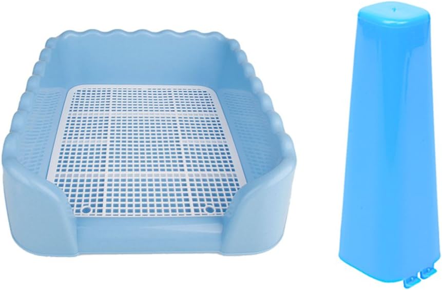 Getmore Indoor Plastic Fenced Dog Toilet Pet Potty Puppy Training Pad Holder + Pet Toilet Pillar for Dog Random Delivery (Blue, L)