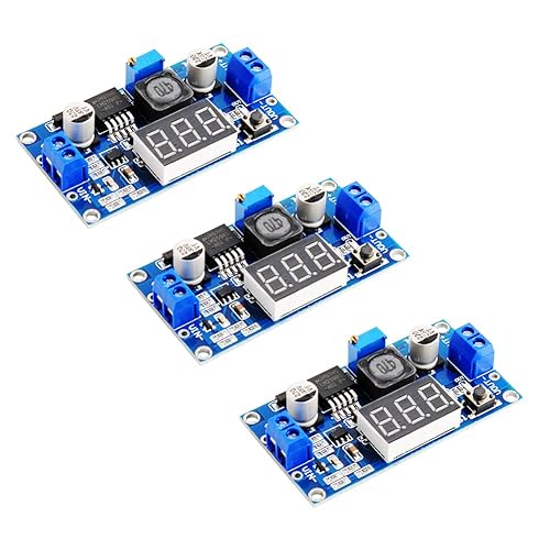 3PCS LM2596 DC a DC Buck Convertidor 4-40V a 1.25-37V Regulador de Voltaje Ajustable Módulo Reductor con Voltímetro LED Pantalla 3A