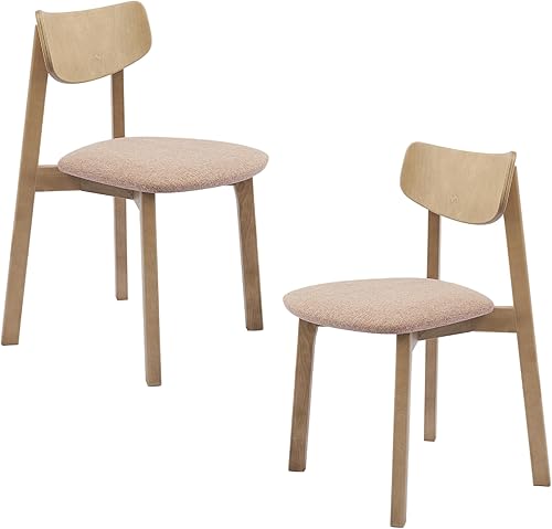 Vega - Juego de 2 sillas de madera tapizadas con respaldo, color marrón, muebles escandinavos modernos para cocina, comedor, sala de estar y más