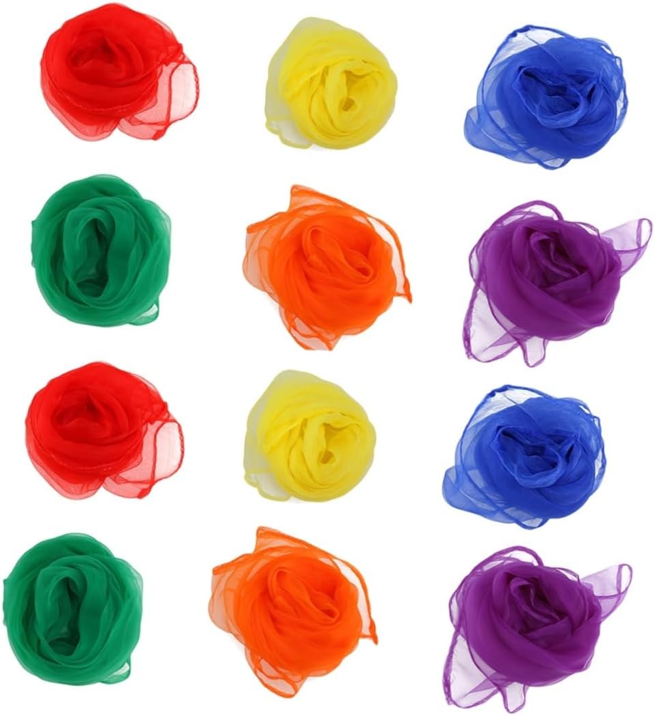 36pcs Imitated Silk Square Scarf for Boys and Girls Lightweight Scarves for Boys Girls Dance Performance Props Random Color