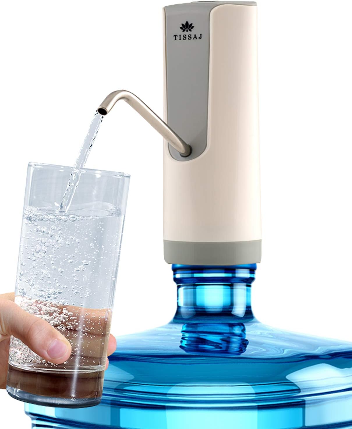 Drinking Water Bottle Dispenser Pump - Portable Compact Electronic Rechargeable Automatic Replacement for Manual Pump - 1 to 6 Gallon Jugs - Home, Office, Travel, Outdoor, School, Hospital, Stores