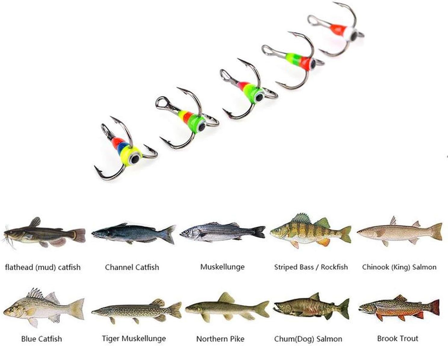 Small rivulet 5Pcs Ice Fishing Hooks Jigs Fishing Treble