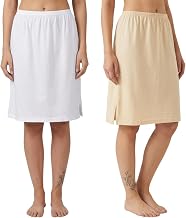 Aimly Women's Cotton Knee Length Skirt Slip - Pack of 2