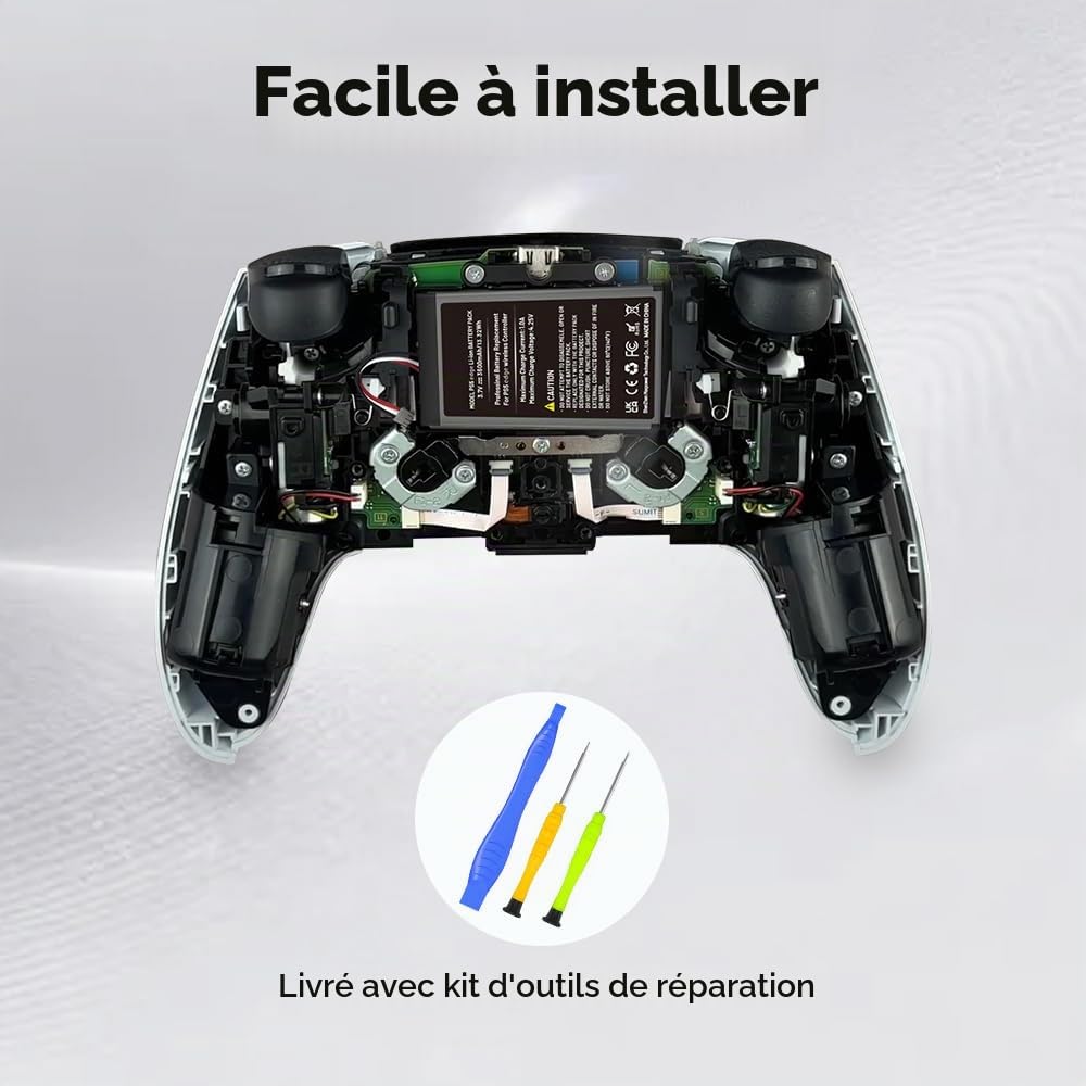 1 batterie pour PS5 Dualsense Edge, mise à niveau 2026 haute capacité 3600 mAh batterie rechargeable pour manette PlayStation 5 Dualsense Edge avec kit d'outils