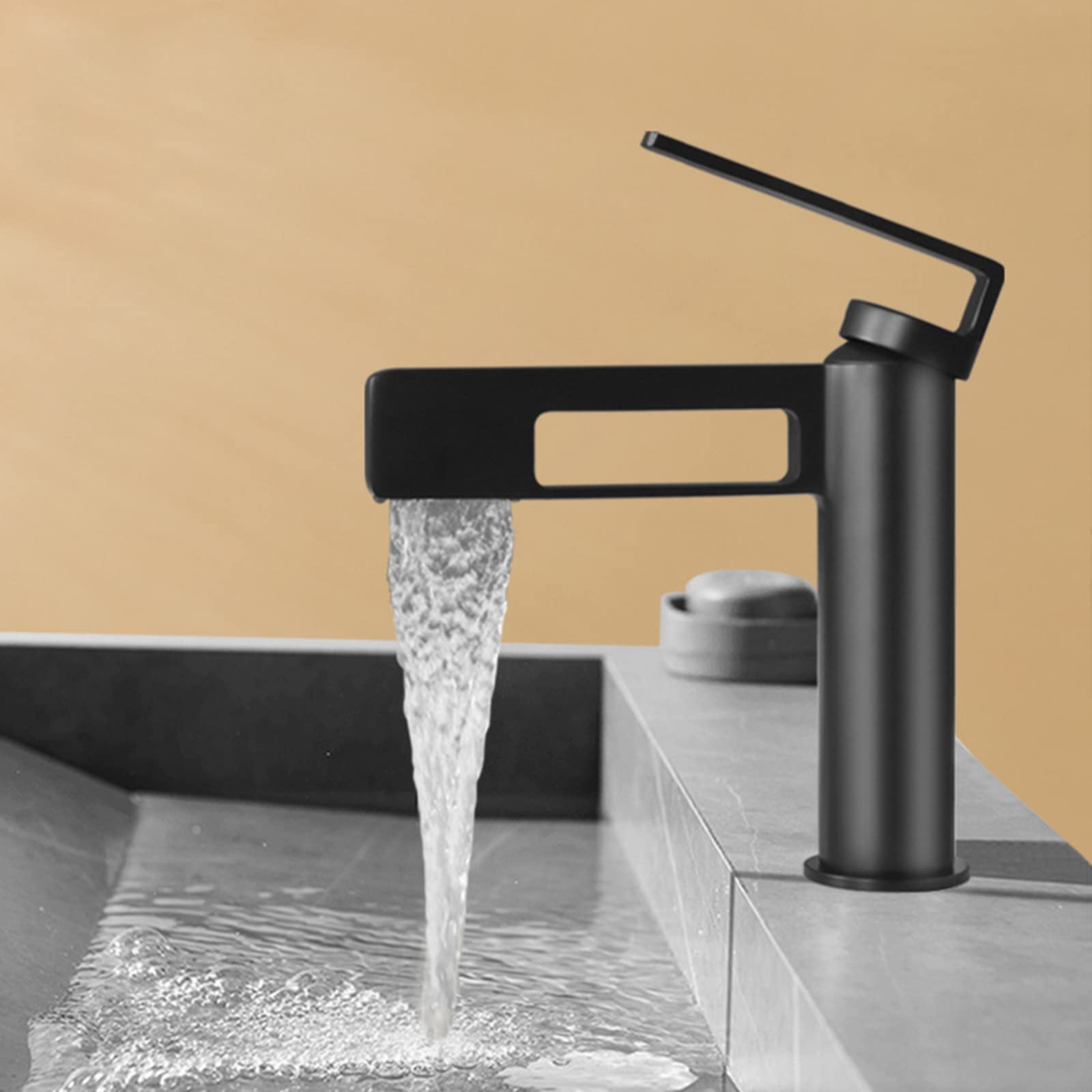 Grifos De Lavabo De Baño, Grifos De Cascada, Mezclador De Agua Fría Y Caliente, para El Hogar, Hotel, Etc., Cromados.(Black)
