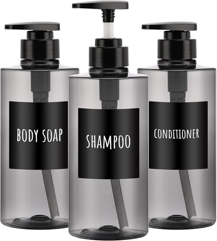 Segbeauty Frascos Recarregáveis com Bomba para Líquidos, Cinza-escuro, Pacote com 3