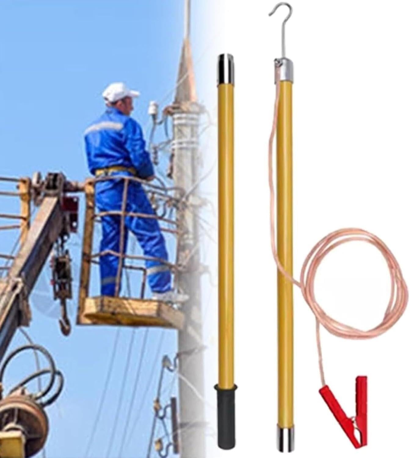 LXXW Drążek wyładowczy Drążek wyładowczy, pręt do linii napowietrznych, sprzęt bezpieczeństwa elektrycznego(Giallo,35kV-1.5m(59in))