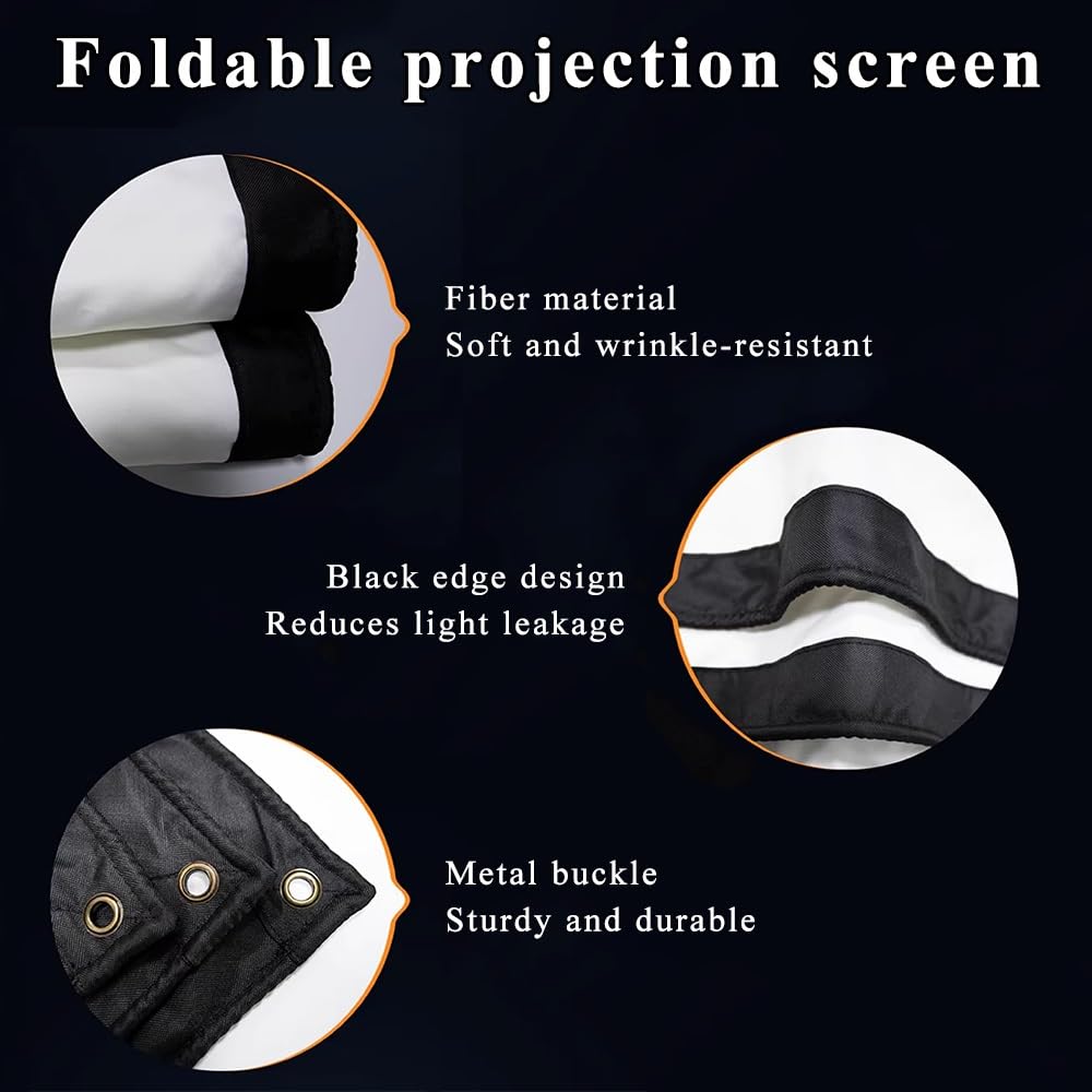 60-200 Pollici Schermo Di Proiezione Pieghevole Portatile 16:9 Schermo Proiettore Bifacciale Lavabile Telo Videoproiettore Per Interni Ed Esterni(180inch (16:9))