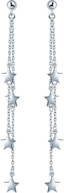 Yumilok Jewelry 925 Sterling Silver Ball Ear Stud Stars Dangle Drop Earring for Women/Ladies/Girls