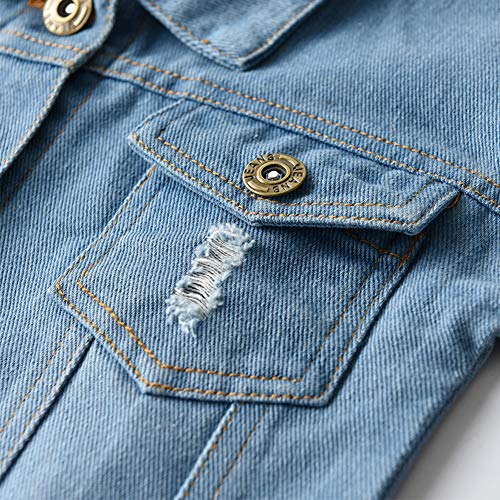 Toddler Baby Denim Jackets Button Down Jeans Coat Ripped Hooded Top Fall Cowboy Outwear Clothes Overcoat For Kids Girls Boys Hoodie Outfit Autumn Casual Trendy Trucker Jackets Light Blue 18-24 Months #TOP3