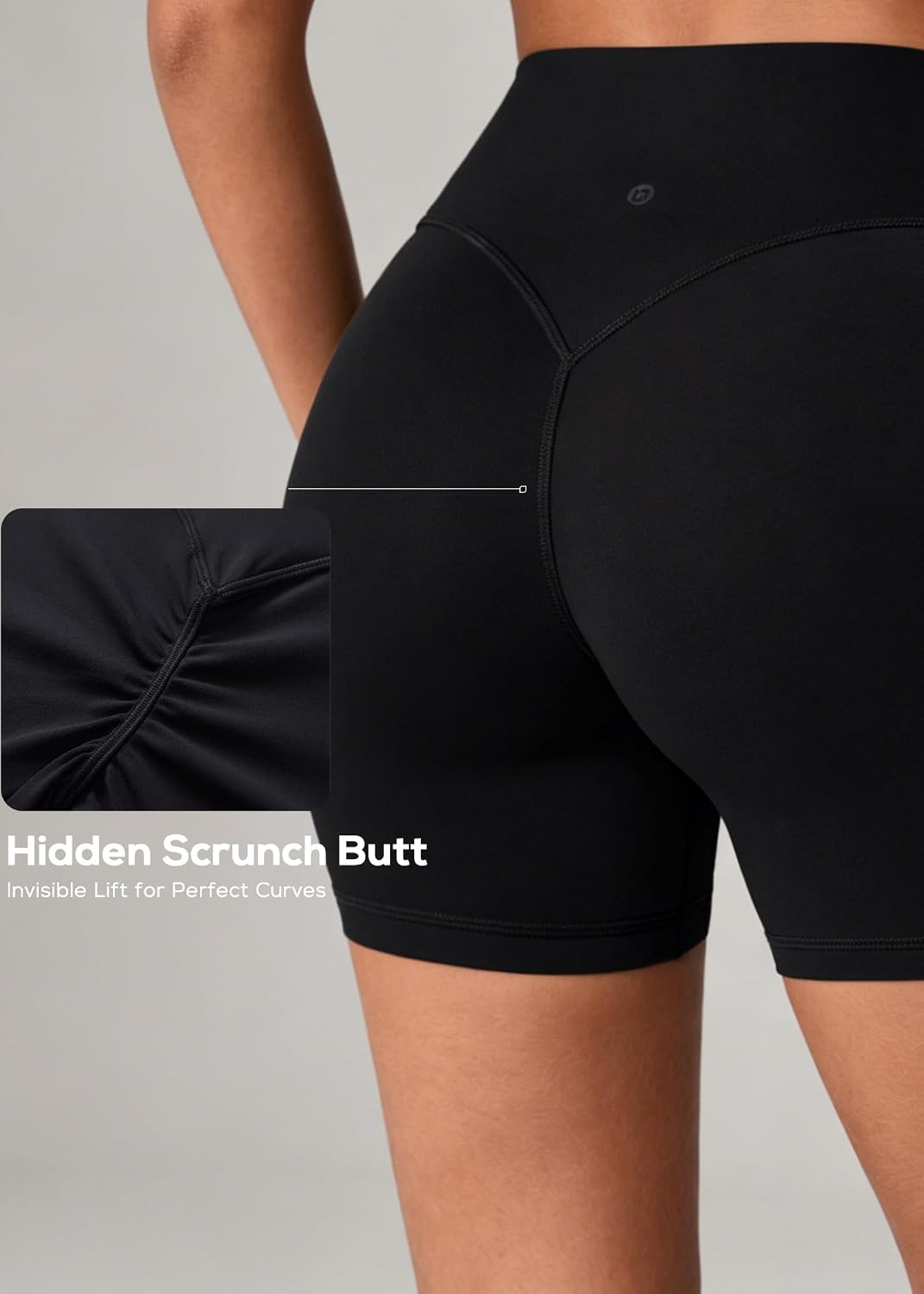 UNISSU Hugluxe Invisible Scrunch Biker Shorts 5" | No Front Seam, High Waisted, Buttery Soft, Gentle Compression, Women's Yoga Shorts