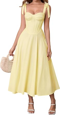 Parthea Summer Floral Corset Midi Dress for Women