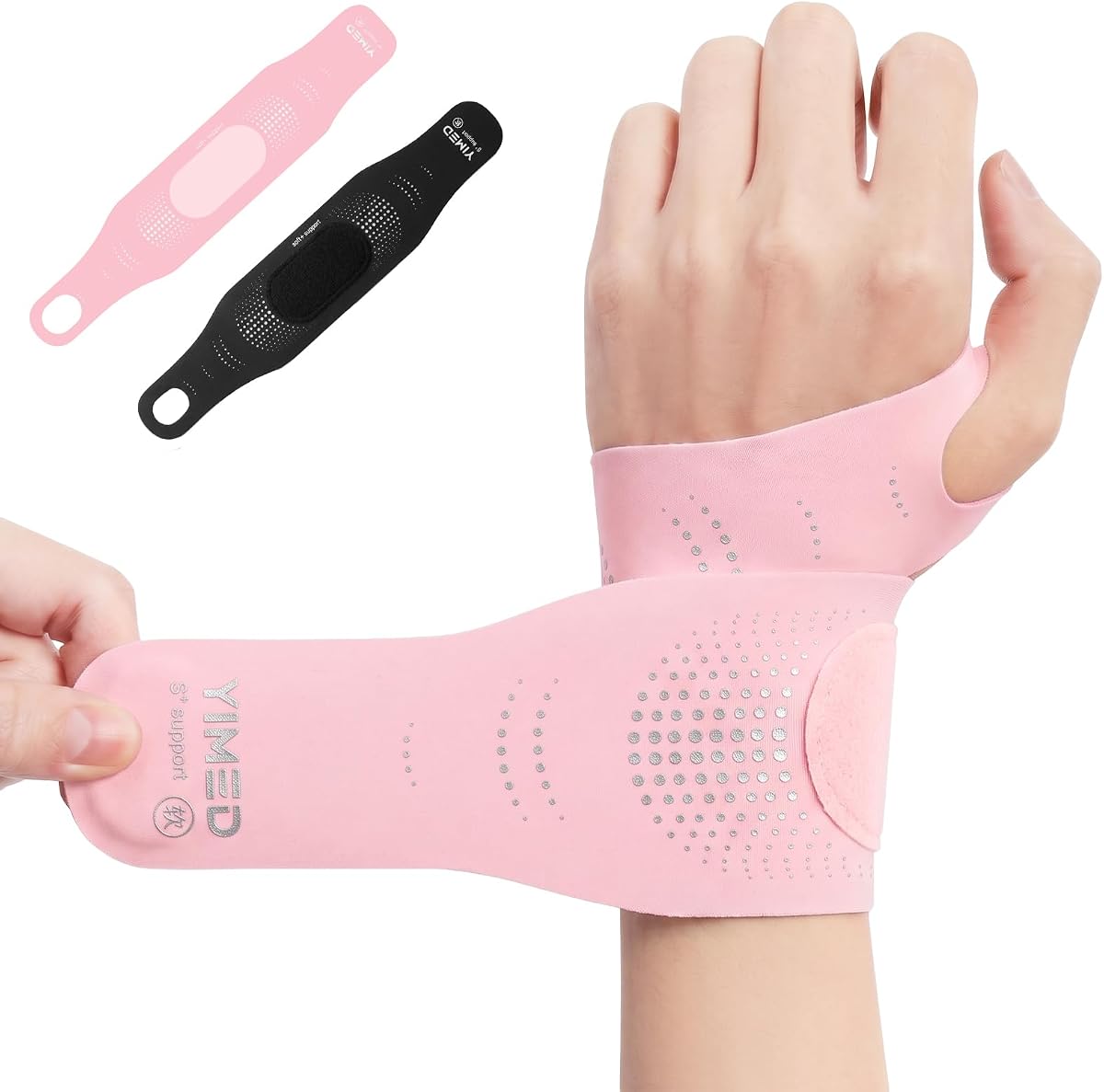 Ultra-Thin Wrist Brace Support for Carpal Tunnel, Pink | Wrist Brace for TFCC Tears, Elastic Wrist Wraps for Weightlifting, Typing, Gym, Day Night Wrist Support for Tendonitis, DRUJ