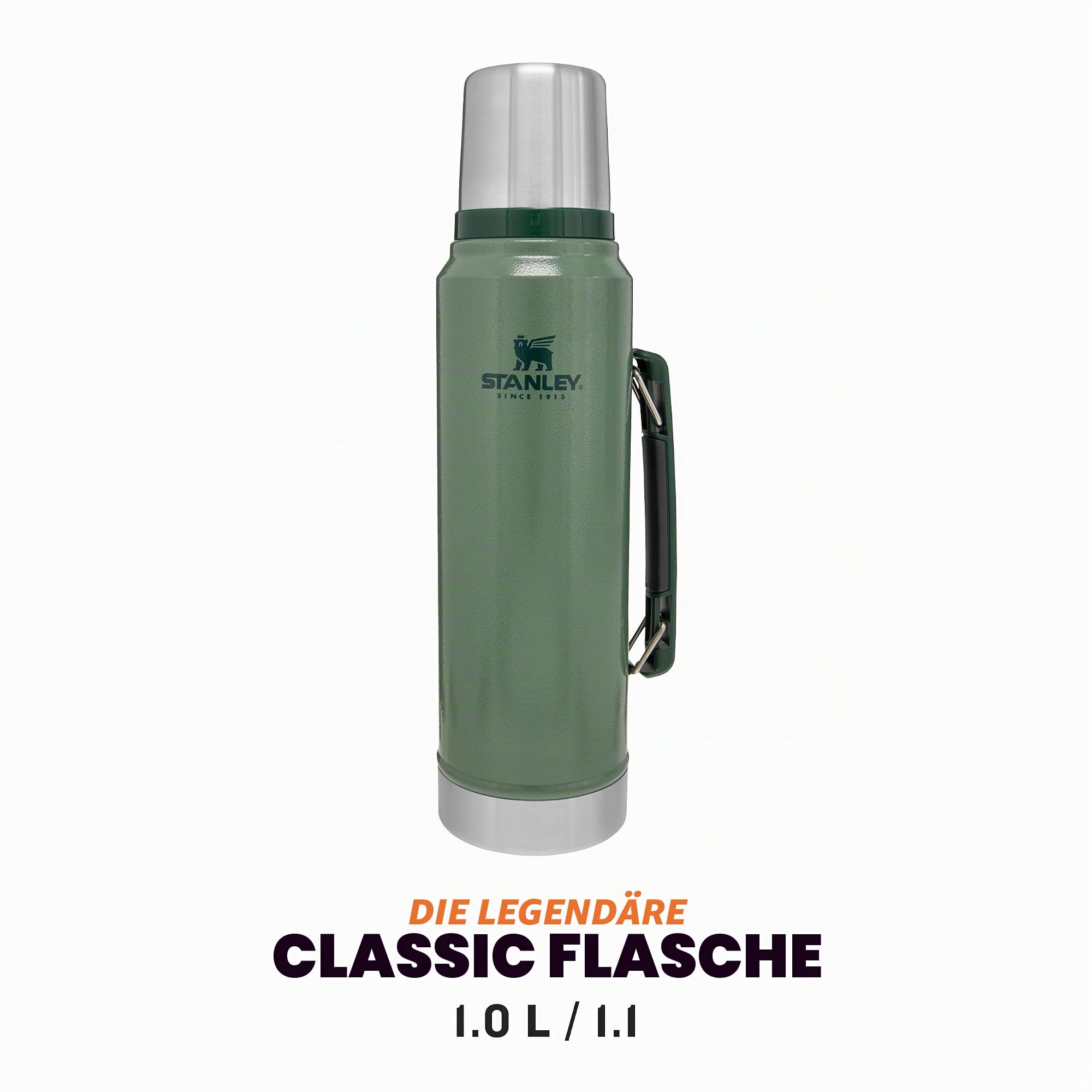 STANLEY Classic Legendary Thermosflasche(1L) Classic Brotdose (1.2L) - Hammertone Green - Edelstahl - Thermoskanne - Spülmaschinenfest
