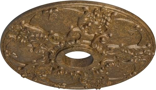 Vista 154 de Ekena Millwork CM18NOPOS Medallón de techo Norwich, 45.72cmOD x 8.97cmID x 1 3/8"P, pintado a mano cobre pulido