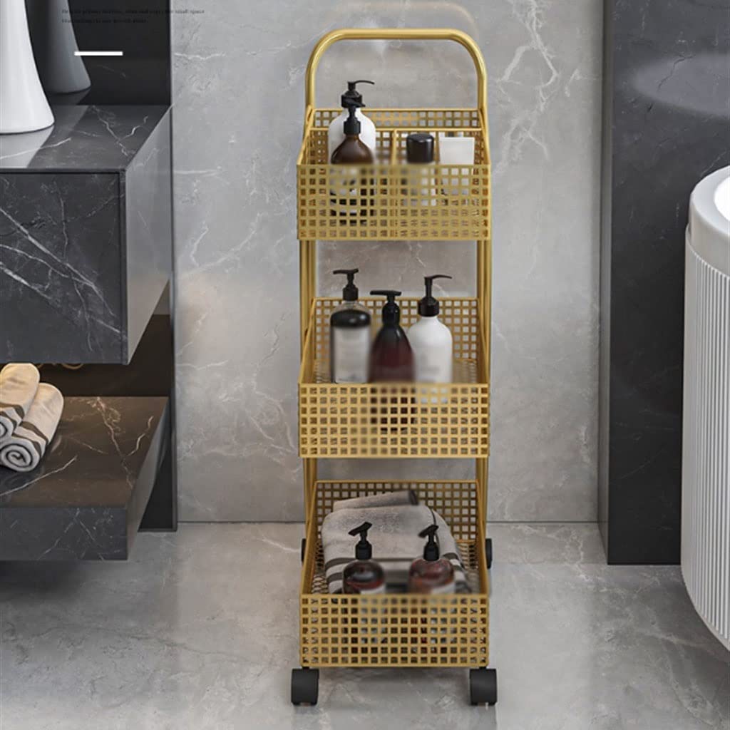 Estantes de metal de estilo escandinavo con ruedas extraíbles para almacenamiento de dormitorio, cocina y baño
