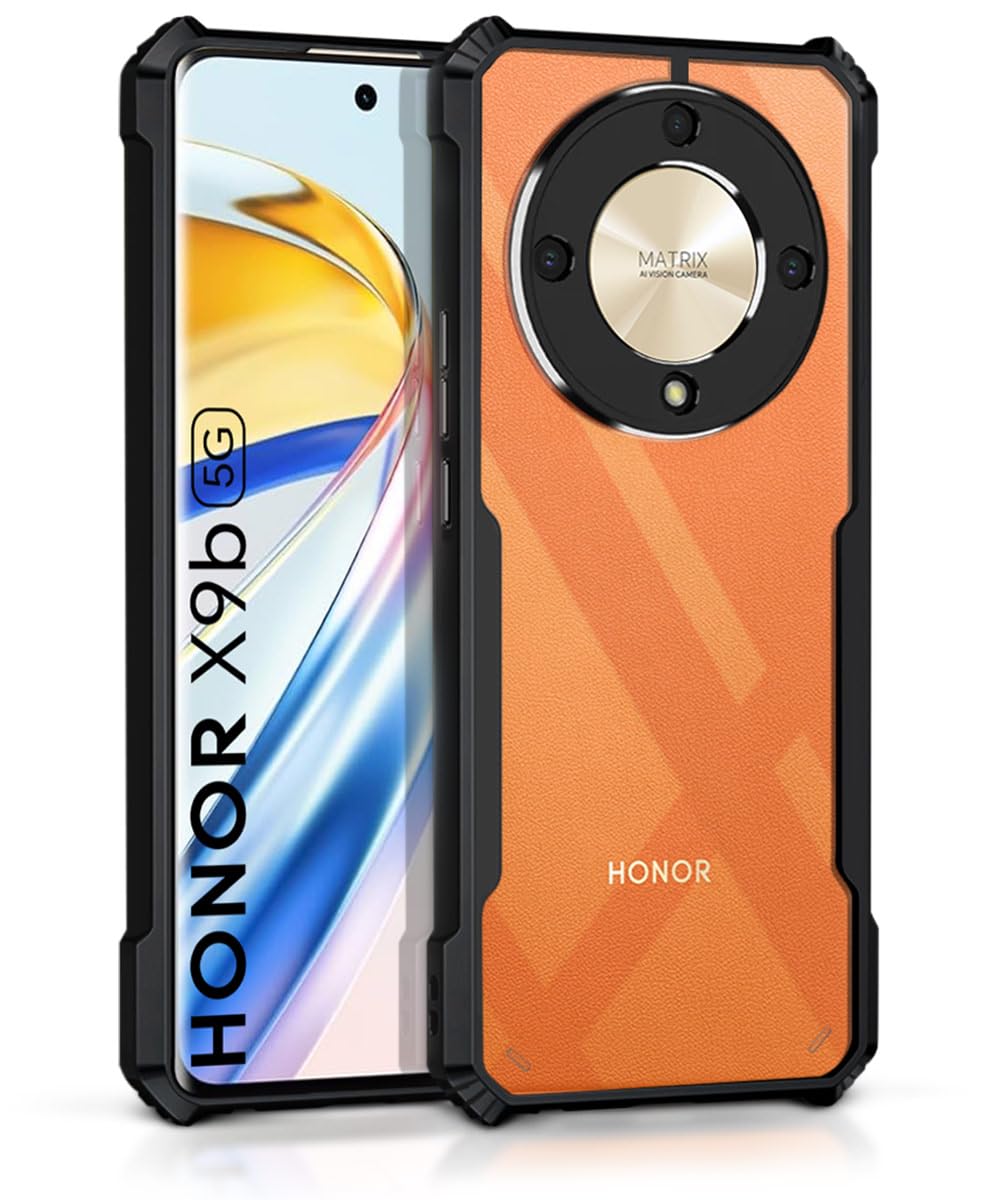 WOW IMAGINE Shock Proof Clear Protective Back Case for Honor X9B 5G - AirEDGE Technology | 360 Degree Camera Protection | Transparent Hybrid Back Case Mobile Cover - Black (B0CW3GGZKN) Amazon Price History, Amazon Price Tracker